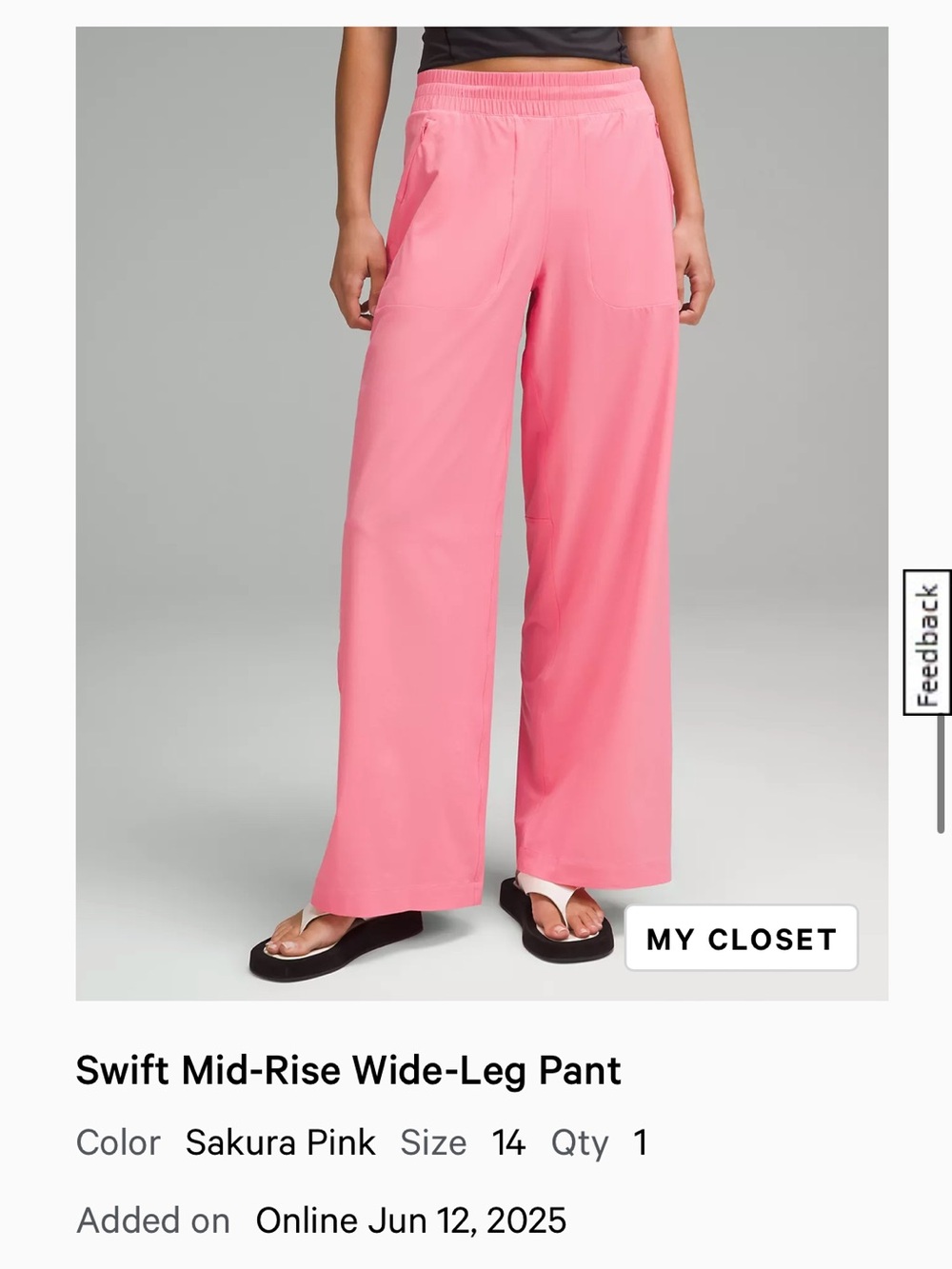 lululemon athletica Swift Mid-Rise Wide-Leg Pant in Sakura Pink